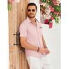 imageCOOFANDY Mens Casual Cotton Short Sleeve Button Down Dress Shirt Plaid Collar Denim Work ShirtsA  Pink  No Pocket