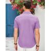 imageCOOFANDY Mens Casual Cotton Short Sleeve Button Down Dress Shirt Plaid Collar Denim Work ShirtsA  Purple  No Pocket