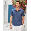 imageCOOFANDY Mens Casual Cotton Short Sleeve Button Down Dress Shirt Plaid Collar Denim Work ShirtsA  Sky Blue  No Pocket