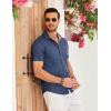 imageCOOFANDY Mens Casual Cotton Short Sleeve Button Down Dress Shirt Plaid Collar Denim Work ShirtsA  Sky Blue  No Pocket