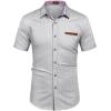 imageCOOFANDY Mens Casual Cotton Short Sleeve Button Down Dress Shirt Plaid Collar Denim Work ShirtsA  White  No Pocket