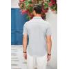 imageCOOFANDY Mens Casual Cotton Short Sleeve Button Down Dress Shirt Plaid Collar Denim Work ShirtsA  White  No Pocket