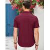 imageCOOFANDY Mens Casual Cotton Short Sleeve Button Down Dress Shirt Plaid Collar Denim Work ShirtsA  Wine Red  No Pocket