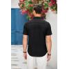 imageCOOFANDY Mens Casual Cotton Short Sleeve Button Down Dress Shirt Plaid Collar Denim Work ShirtsB  Black  No Pocket