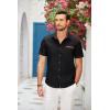 imageCOOFANDY Mens Casual Cotton Short Sleeve Button Down Dress Shirt Plaid Collar Denim Work ShirtsB  Black  No Pocket