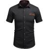 imageCOOFANDY Mens Casual Cotton Short Sleeve Button Down Dress Shirt Plaid Collar Denim Work ShirtsB  Black  No Pocket