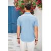 imageCOOFANDY Mens Casual Cotton Short Sleeve Button Down Dress Shirt Plaid Collar Denim Work ShirtsB  Clear Blue  No Pocket