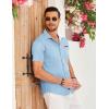 imageCOOFANDY Mens Casual Cotton Short Sleeve Button Down Dress Shirt Plaid Collar Denim Work ShirtsB  Clear Blue  No Pocket
