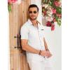 imageCOOFANDY Mens Casual Cotton Short Sleeve Button Down Dress Shirt Plaid Collar Denim Work ShirtsB White  No Pocket