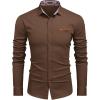 imageCOOFANDY Mens Casual Dress Shirt Button Down Shirts LongSleeve Plaid Collar Denim Work ShirtType 01  Brown