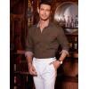 imageCOOFANDY Mens Casual Dress Shirt Button Down Shirts LongSleeve Plaid Collar Denim Work ShirtType 01  Brown