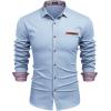 imageCOOFANDY Mens Casual Dress Shirt Button Down Shirts LongSleeve Plaid Collar Denim Work ShirtType 01  Chambray