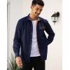imageCOOFANDY Mens Casual Dress Shirt Button Down Shirts LongSleeve Plaid Collar Denim Work ShirtType 01  Dark Blue