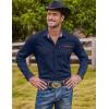 imageCOOFANDY Mens Casual Dress Shirt Button Down Shirts LongSleeve Plaid Collar Denim Work ShirtType 01  Dark Blue