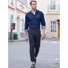 imageCOOFANDY Mens Casual Dress Shirt Button Down Shirts LongSleeve Plaid Collar Denim Work ShirtType 01  Dark Blue