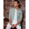 imageCOOFANDY Mens Casual Dress Shirt Button Down Shirts LongSleeve Plaid Collar Denim Work ShirtType 01  Green
