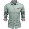 imageCOOFANDY Mens Casual Dress Shirt Button Down Shirts LongSleeve Plaid Collar Denim Work ShirtType 01  Green