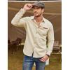 imageCOOFANDY Mens Casual Dress Shirt Button Down Shirts LongSleeve Plaid Collar Denim Work ShirtType 01  Light Khaki