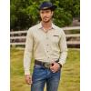 imageCOOFANDY Mens Casual Dress Shirt Button Down Shirts LongSleeve Plaid Collar Denim Work ShirtType 01  Light Khaki