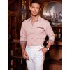 imageCOOFANDY Mens Casual Dress Shirt Button Down Shirts LongSleeve Plaid Collar Denim Work ShirtType 01  Pink