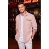 imageCOOFANDY Mens Casual Dress Shirt Button Down Shirts LongSleeve Plaid Collar Denim Work ShirtType 01  Pink