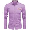 imageCOOFANDY Mens Casual Dress Shirt Button Down Shirts LongSleeve Plaid Collar Denim Work ShirtType 01  Purple
