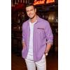 imageCOOFANDY Mens Casual Dress Shirt Button Down Shirts LongSleeve Plaid Collar Denim Work ShirtType 01  Purple