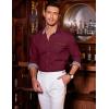 imageCOOFANDY Mens Casual Dress Shirt Button Down Shirts LongSleeve Plaid Collar Denim Work ShirtType 01  Red