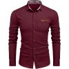 imageCOOFANDY Mens Casual Dress Shirt Button Down Shirts LongSleeve Plaid Collar Denim Work ShirtType 01  Red