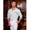 imageCOOFANDY Mens Casual Dress Shirt Button Down Shirts LongSleeve Plaid Collar Denim Work ShirtType 01  White