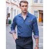 imageCOOFANDY Mens Casual Dress Shirt Button Down Shirts LongSleeve Plaid Collar Denim Work ShirtType 01 Light Blue