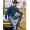 imageCOOFANDY Mens Casual Dress Shirt Button Down Shirts LongSleeve Plaid Collar Denim Work ShirtType 01 Light Blue