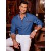 imageCOOFANDY Mens Casual Dress Shirt Button Down Shirts LongSleeve Plaid Collar Denim Work ShirtType 01 Sky Blue