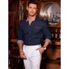 imageCOOFANDY Mens Casual Dress Shirt Button Down Shirts LongSleeve Plaid Collar Denim Work ShirtType 01 Ultramarine Blue