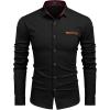 imageCOOFANDY Mens Casual Dress Shirt Button Down Shirts LongSleeve Plaid Collar Denim Work ShirtType 02  Black
