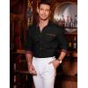 imageCOOFANDY Mens Casual Dress Shirt Button Down Shirts LongSleeve Plaid Collar Denim Work ShirtType 02  Black