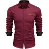 imageCOOFANDY Mens Casual Dress Shirt Button Down Shirts LongSleeve Plaid Collar Denim Work ShirtType 02  Burgundy