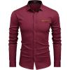 imageCOOFANDY Mens Casual Dress Shirt Button Down Shirts LongSleeve Plaid Collar Denim Work ShirtType 02  Burgundy