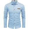 imageCOOFANDY Mens Casual Dress Shirt Button Down Shirts LongSleeve Plaid Collar Denim Work ShirtType 02  Light Blue