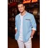 imageCOOFANDY Mens Casual Dress Shirt Button Down Shirts LongSleeve Plaid Collar Denim Work ShirtType 02  Light Blue