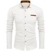 imageCOOFANDY Mens Casual Dress Shirt Button Down Shirts LongSleeve Plaid Collar Denim Work ShirtType 02  White