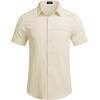 imageCOOFANDY Mens Casual Linen Shirt Short Sleeve Button Down Shirt Summer Beach Hawaiian ShirtsBeige
