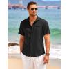 imageCOOFANDY Mens Casual Linen Shirt Short Sleeve Button Down Shirt Summer Beach Hawaiian ShirtsBlack