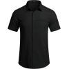imageCOOFANDY Mens Casual Linen Shirt Short Sleeve Button Down Shirt Summer Beach Hawaiian ShirtsBlack