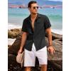 imageCOOFANDY Mens Casual Linen Shirt Short Sleeve Button Down Shirt Summer Beach Hawaiian ShirtsBlack