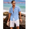 imageCOOFANDY Mens Casual Linen Shirt Short Sleeve Button Down Shirt Summer Beach Hawaiian ShirtsBlue