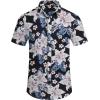 imageCOOFANDY Mens Casual Linen Shirt Short Sleeve Button Down Shirt Summer Beach Hawaiian ShirtsFloralnavy