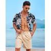 imageCOOFANDY Mens Casual Linen Shirt Short Sleeve Button Down Shirt Summer Beach Hawaiian ShirtsFloralnavy