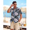 imageCOOFANDY Mens Casual Linen Shirt Short Sleeve Button Down Shirt Summer Beach Hawaiian ShirtsFloralnavy