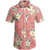 imageCOOFANDY Mens Casual Linen Shirt Short Sleeve Button Down Shirt Summer Beach Hawaiian ShirtsFloralpink